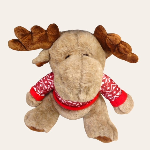 Other - ∆Moose Stuffed Animal -Soft Huggable Moose with Red Snowflake Sweater Plush